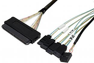 TMC I3247-xMC - Host SFF-8484 to (4) 7-Pin Discrete SATA SAS Fanout cable w/sideband