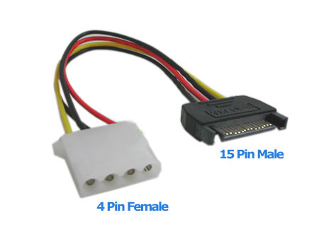 SATA 15-pin Male to 4-pin Female Power Cable