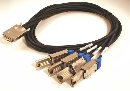 TMC C5256X4-xMT - 1x SFF-8470 External 4X SAS connector to (four) 4x SFF-8088 MiniSAS connectors External fanout cable.