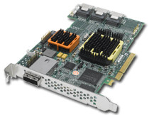 Adaptec RAID 51245 PCI-Express 16-port SAS RAID Controller with 3x SFF-8087 & 1x SFF-8088 connectors.