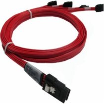 3Ware CBL-SFF8087OCF-10M (Molex 79576-3005) 1-Meter SFF-8087 to (4) SATA Breatout Cable, Forward.