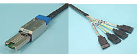 iSAS-887P-UR SFF-8088 External MiniSAS to (4) 7-pin SAS SATA Fanout Cable. High Quality.