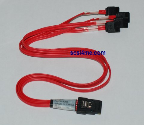 LSI / Molex 79576-3003 MiniSAS SFF-8087 to (4) 7-Pin SATA Fanout Cable 0.5-Meter