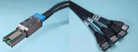 iSAS-887P-E -- SFF-8088 to (4) eSATA Fanout cable. EXTERNAL Mini SAS 26-CKT to 7-PIN eSATA CABLE
