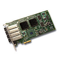 LSI Logic LSI7404EP-LC PCI-E Quad-Channel 4Gb/s Fibre Channel Host Bus Adapter. Includes 4 x SFP Transceivers.