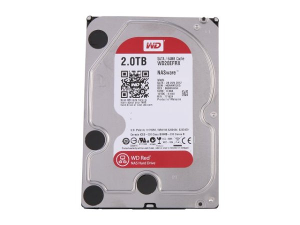 WD Red WD20EFRX 2TB 7200RPM 3.5" SATA 6Gb/s Hard Drive for NAS w/64MB Cache