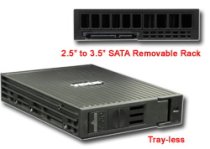 AMS DS-111SSBK 2.5″ SATA Removable Rack. Tray-less w/ Sliding Lock. SATA I/II/III & SSD compatible. Black.