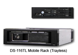 AMS DS-116TL 3.5" SATA Removable Rack for HDD. 3.5" HDD/SSD compatible.