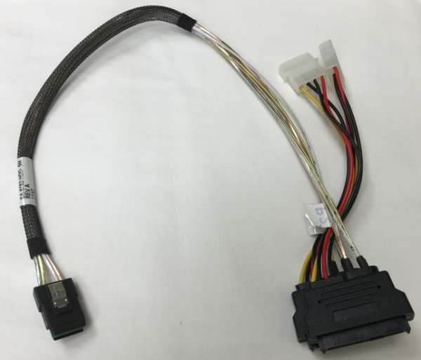 SA-8782-HDD-.5M Internal MiniSAS SFF-8087 to (2) SFF-8482 29pin SAS Drive Cable. Uses 4-pin Power. 0.5M. Highest Quality