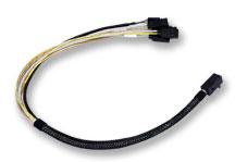 High Quality Internal miniSAS HD SFF8643 to (4) SATA Breakout Cable. Forward. 0.5 Meter